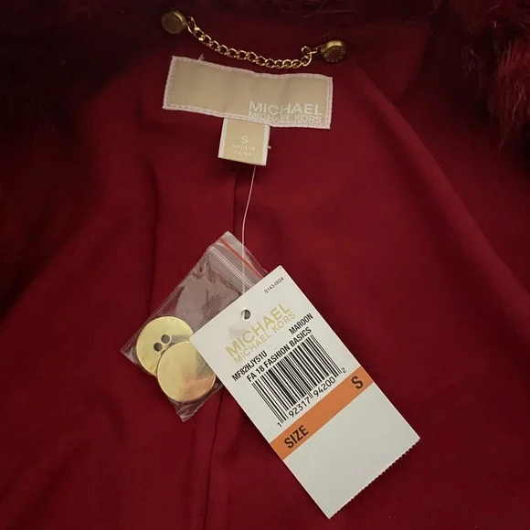 Michael Kors Faux Fur Peacoat With Goldtone Buttons